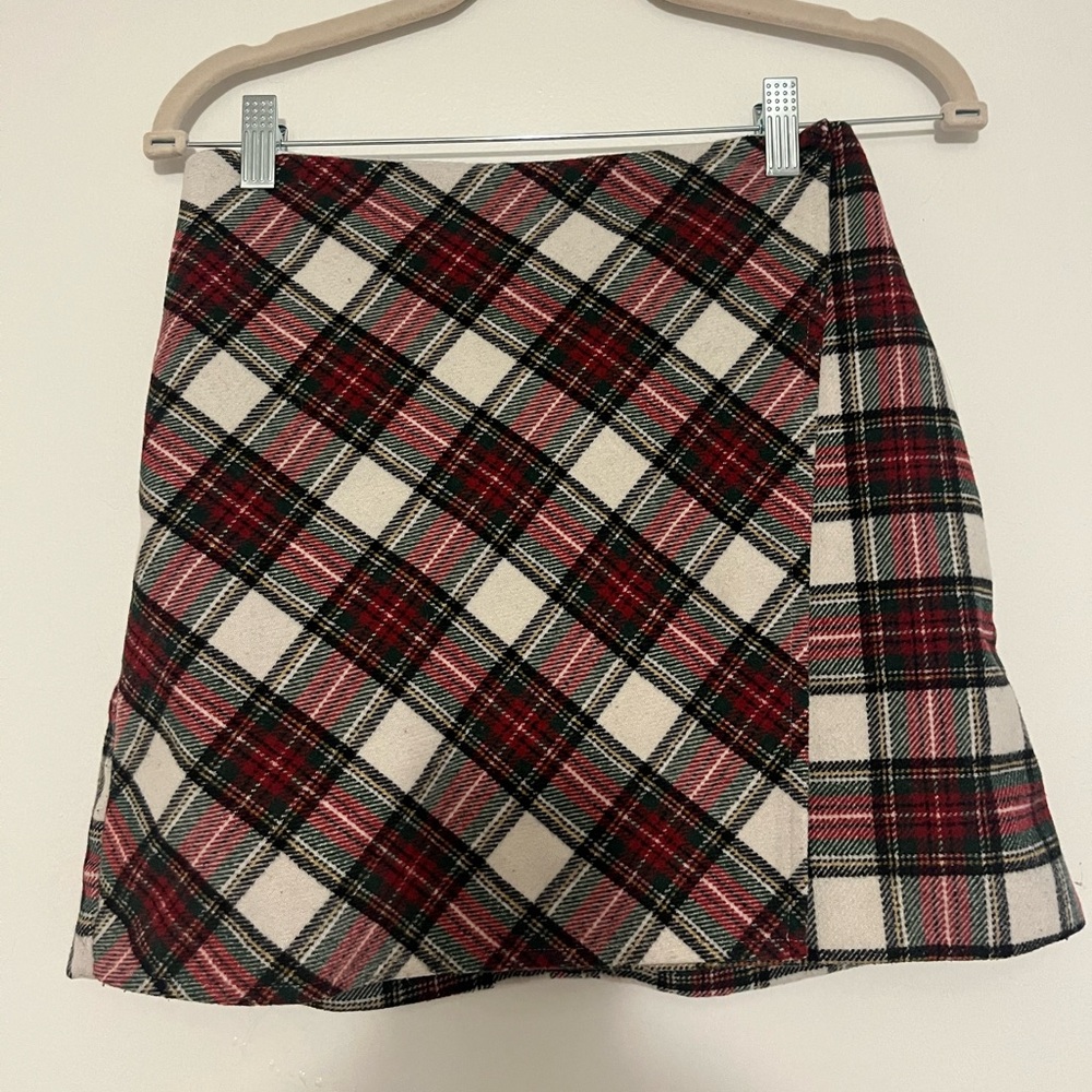 Hollister Red and Black Plaid Mini Skirt